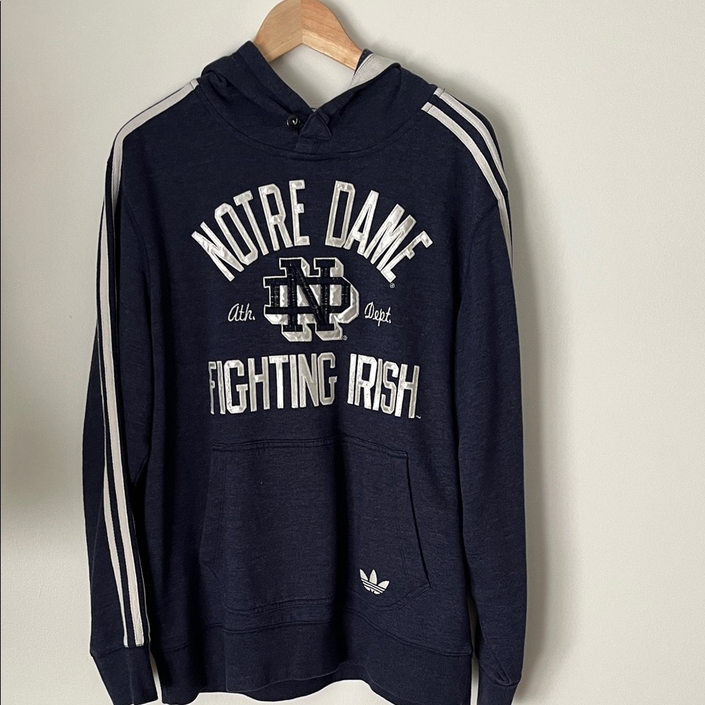 Adidas Navy Hoodie with Notre Dame Print